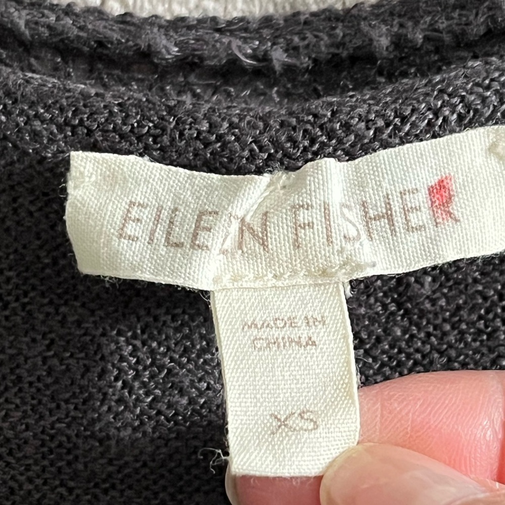 Eileen Fisher 100% Linen Sleeveless Tank Dress Charcoal Lace Strap Minimalist XS - Picture 9 of 15